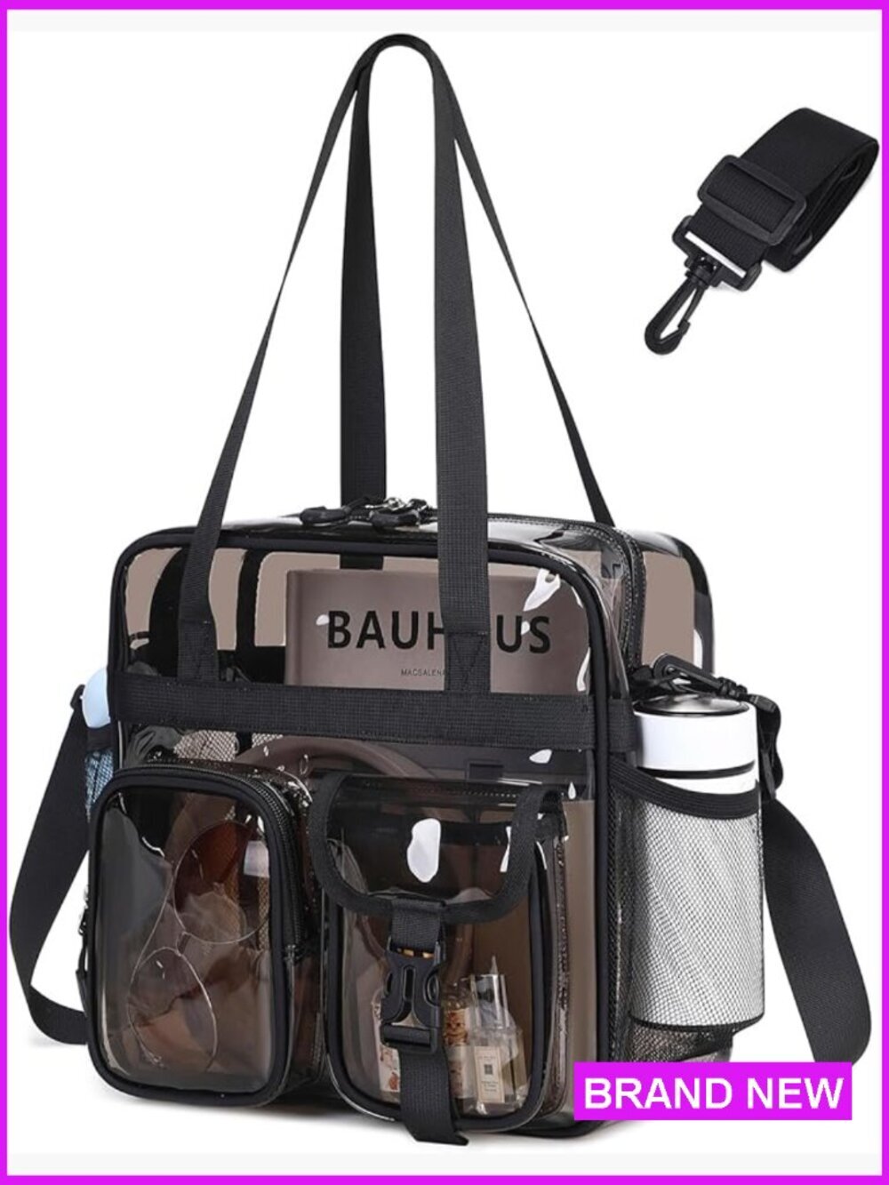 Stadium Approved Clear Tote Bag Heavy Duty PVC Crossbody Travel Concert Security